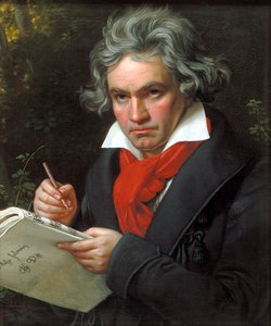 Porträt von Ludwig van Beethoven beim Komponieren der Missa Solemnis